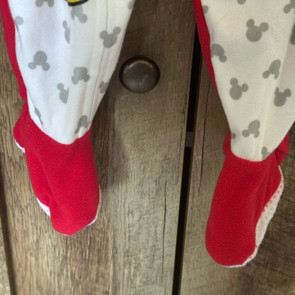 Disney Mickey Mouse Red and White Kids Footie PJs, 9 Months - Picture 8 of 10
